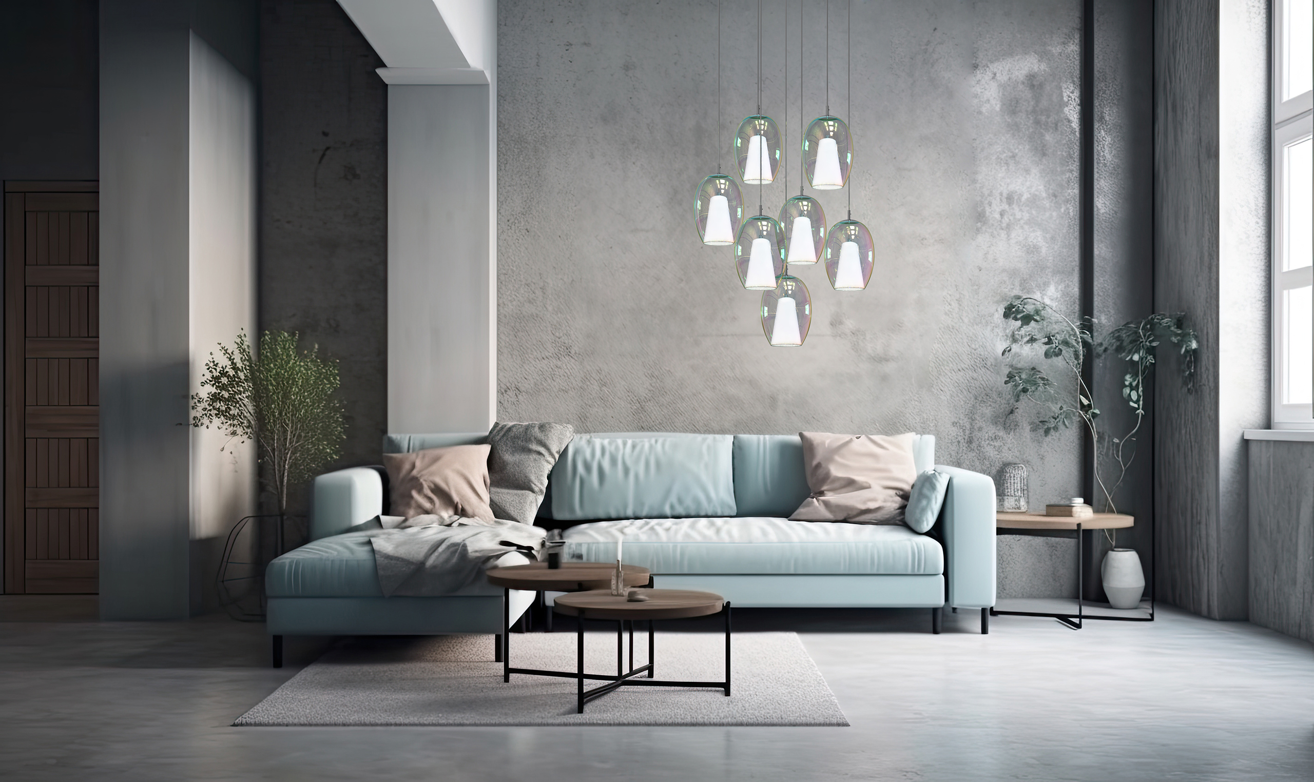 Modern interior design, living room interior with sofa, generative AI
